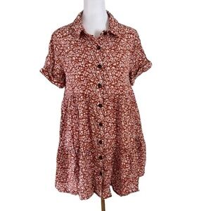 Ces Femme Ditsy Print Babydoll Dress Size Small
